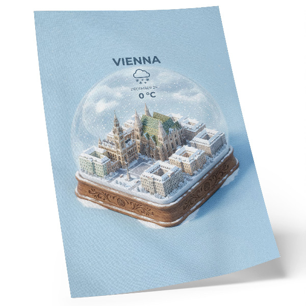 Kunstdruck leinwand Ein Miniaturpanorama von Wien in einer Glaskugel