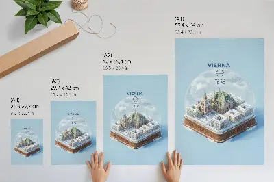 Kunstdruck auf Leinwand Miniaturpanorama von Wien in einer Glaskugel