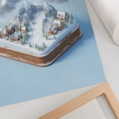 Kunstdruck leinwand Winterwunderland in einer Kugel, sanfte Farben, Bergzauber