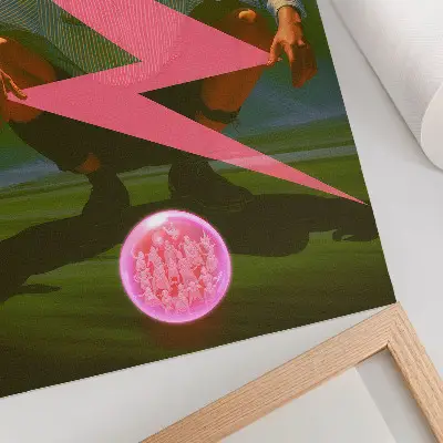 Wandposter mit Neonfarben und einer überraschenden Figur