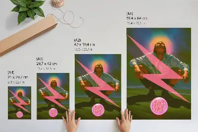 Wandposter mit Neonfarben und einer überraschenden Figur