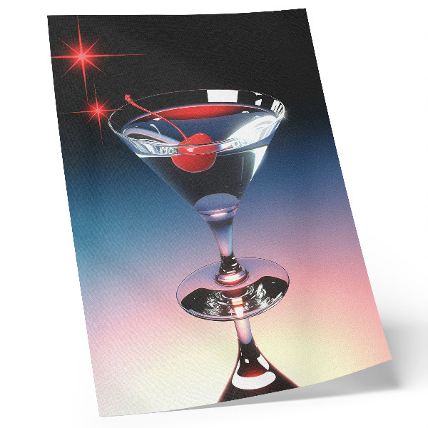 Kunstdruck leinwand Elegantes Cocktailglas mit roter Kirsche
