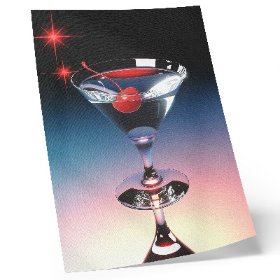 Kunstdruck leinwand Elegantes Cocktailglas mit roter Kirsche