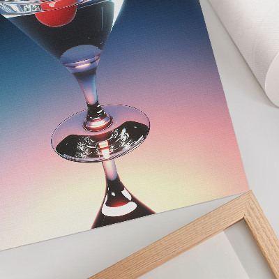 Kunstdruck leinwand Elegantes Cocktailglas mit roter Kirsche