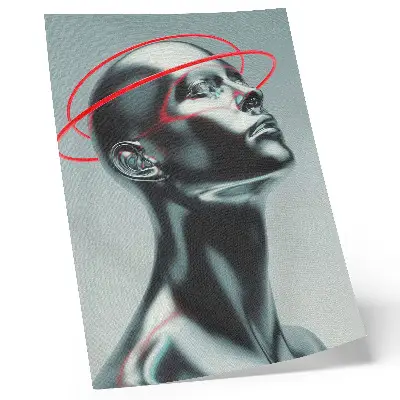 Wandposter futuristische Skulptur in Rot und Grau im modernen Stil