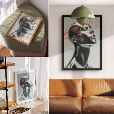 Wandposter Futuristische Skulptur, Modernität, Rot, Grau