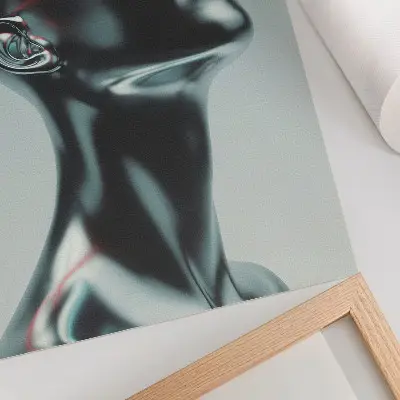 Wandposter futuristische Skulptur in Rot und Grau im modernen Stil