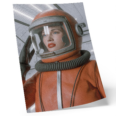 Wandposter Weltraumfigur im orangefarbenen Raumanzug