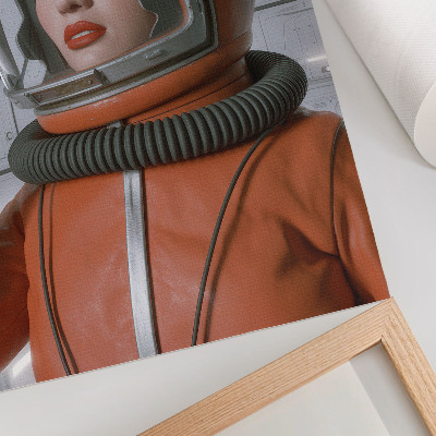 Wandposter Weltraumfigur im orangefarbenen Raumanzug