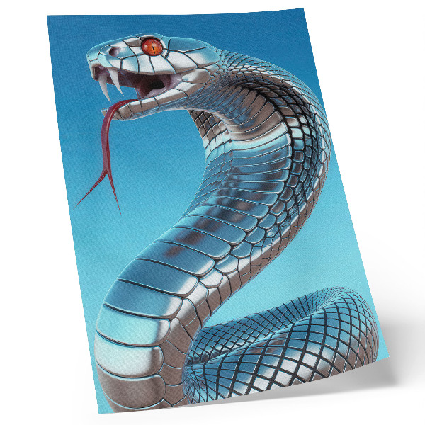 Poster Metallisch schlang sich blauer Hintergrund roter Intensität