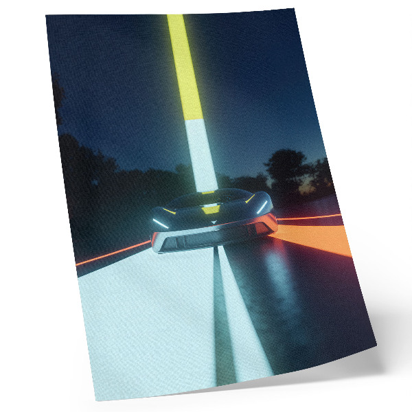Wandposter Dynamische Linien, futuristisches Auto bei Nacht