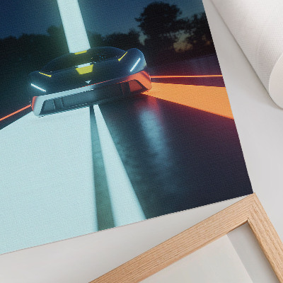 Wandposter Dynamische Linien, futuristisches Auto bei Nacht