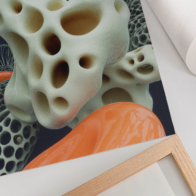 Poster Abstrakte Formen in Creme, Orange und Marineblau