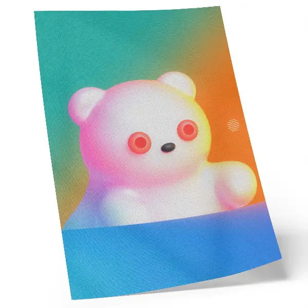 Wandposter bunter Teddybär auf Farbverlaufshintergrund im modernen Stil