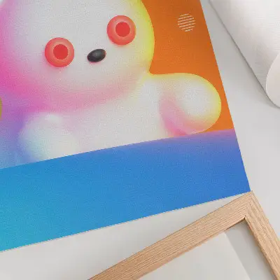 Wandposter bunter Teddybär auf Farbverlaufshintergrund im modernen Stil