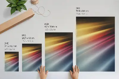 Wandposter mit farbigen Streifen von Gelb bis Marineblau