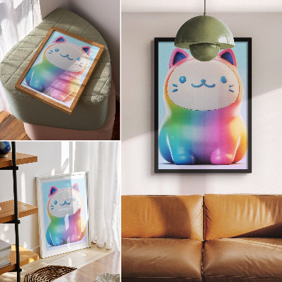 Poster Regenbogenkatze im modernen Farbverlauf