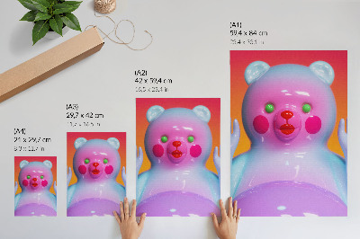 Kunstdruck leinwand Bunter Teddybär, leuchtende Farben, moderne Komposition