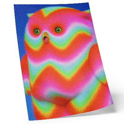 Wandposter Eine Figur mit intensiven Farben und einem fröhlichen Muster