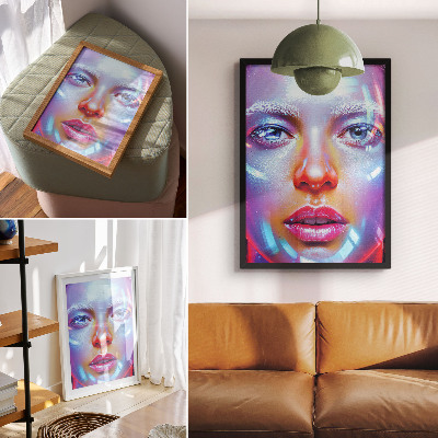 Wandposter Ein futuristisches Porträt voller energiegeladener Farben