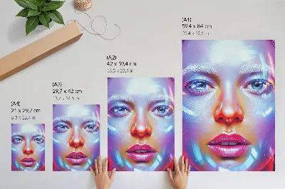 Wandposter ein futuristisches Porträt in energiegeladenen Farben