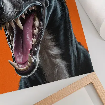 Poster schwarzes Fell vor orangefarbenem Hintergrund mit ausdrucksstarken Details