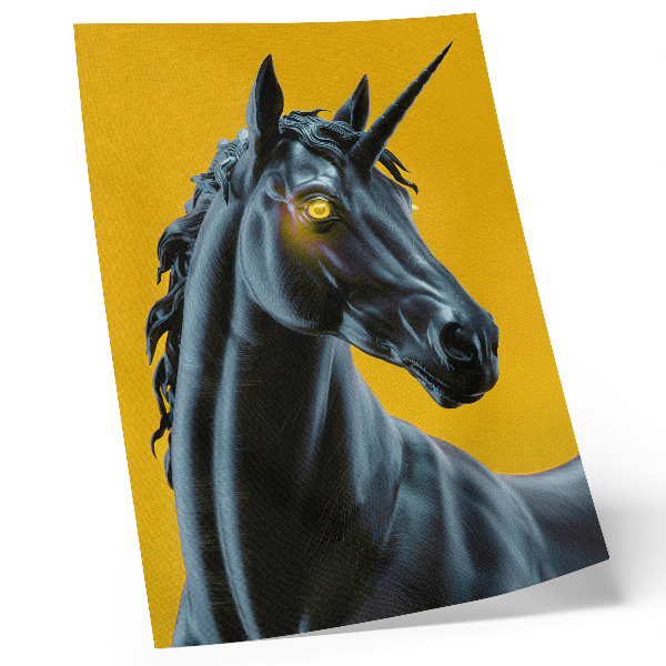 Kunstdruck leinwand Ein Einhorn auf gelbem Grund, magisch und geheimnisvoll.