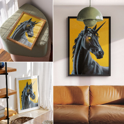 Kunstdruck leinwand Ein Einhorn auf gelbem Grund, magisch und geheimnisvoll.