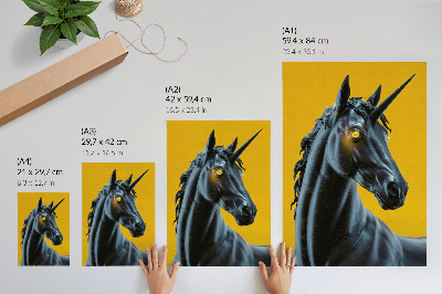 Kunstdruck leinwand Ein Einhorn auf gelbem Grund, magisch und geheimnisvoll.