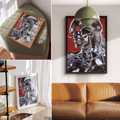 Poster Futuristisches Charaktermotiv schwarz rot