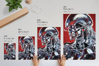 Poster Futuristisches Charaktermotiv schwarz rot