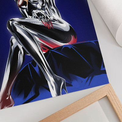 Wandposter Futuristische Figur, glänzende Elemente, intensive Farben