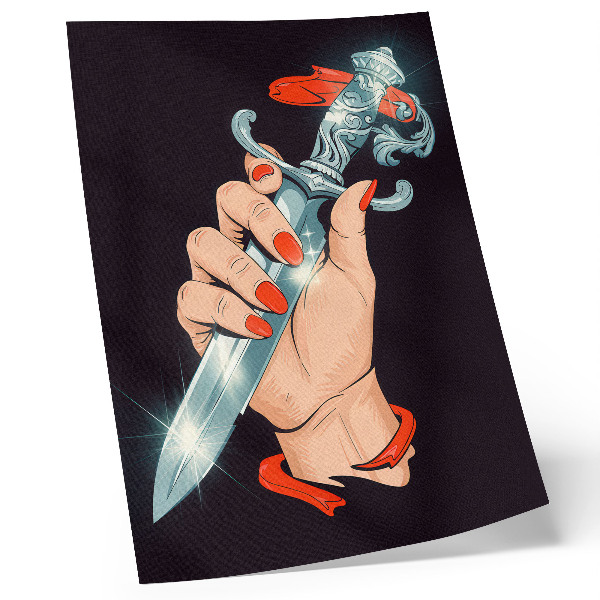 Poster Hand mit Dolch, blitzende Details
