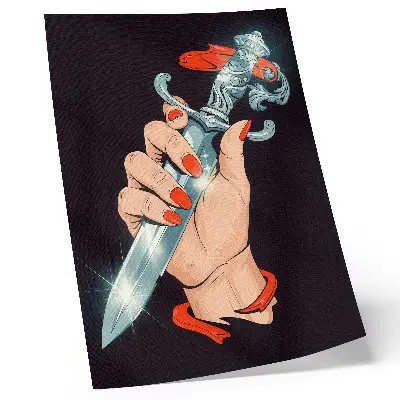 Poster Hand mit Dolch und blitzenden Details