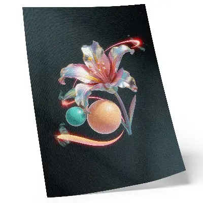 Wandposter mit einem modernen und farbenfrohen Blumenmotiv
