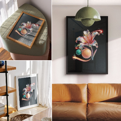 Wandposter Ein modernes, farbenfrohes Blumenmotiv