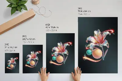 Wandposter mit einem modernen und farbenfrohen Blumenmotiv