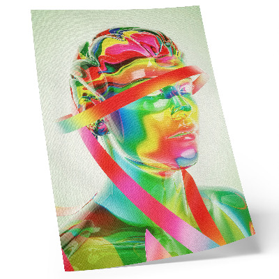 Kunstdruck leinwand Bunte Wellen auf einer futuristischen Figur