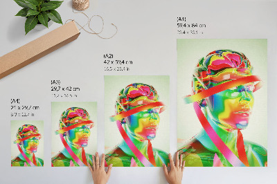 Kunstdruck leinwand Bunte Wellen auf einer futuristischen Figur