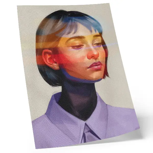 Poster modernes minimalistisches Porträt in lebendigen Farben