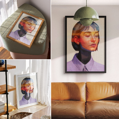 Poster Lebendige Farben, modernes minimalistisches Porträt