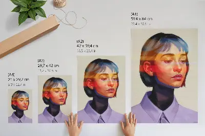 Poster modernes minimalistisches Porträt in lebendigen Farben