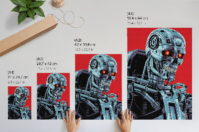 Kunstdruck leinwand Futuristischer Roboter vor rotem Hintergrund
