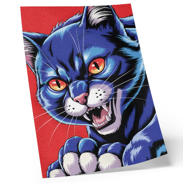 Poster Energiegeladene blaue Katze mit orangefarbenen Akzenten