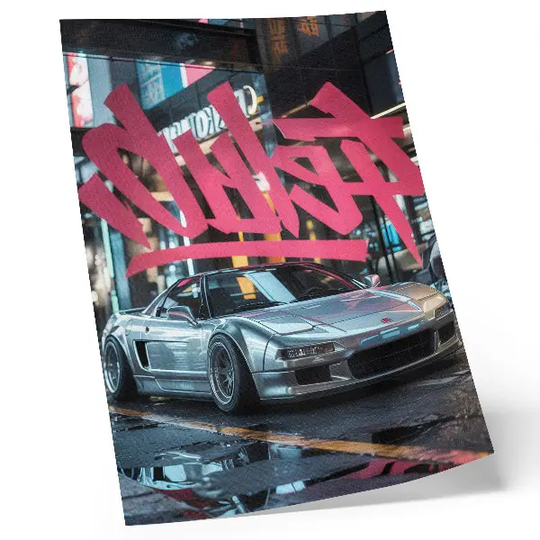 Kunstdruck auf Leinwand moderne Wanddekoration mit Sportwagen-Graffiti im Stadt-Stil