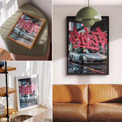 Kunstdruck leinwand Sportwagen-Graffiti, modernes Stadtleben-Flair