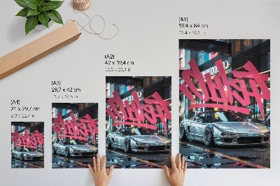 Kunstdruck leinwand Sportwagen-Graffiti, modernes Stadtleben-Flair
