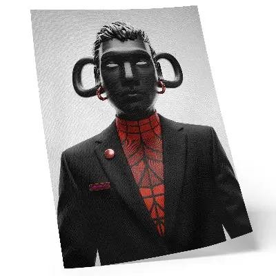 Wandposter mit futuristischem Design in Schwarz und Rot