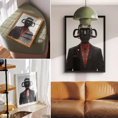 Wandposter mit futuristischem Design in Schwarz und Rot