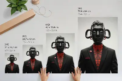 Wandposter mit futuristischem Design in Schwarz und Rot